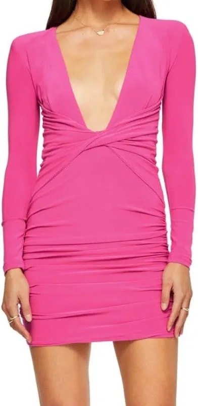 Nookie Envy Neon Pink Bodycon Mini Dress Party Cocktail Dress Xl